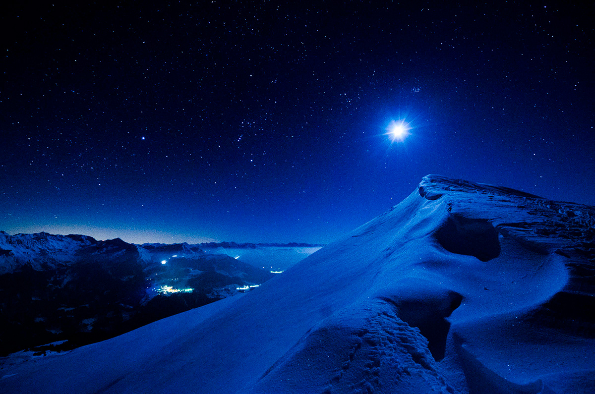 night Switzerland igloo winter alps snow