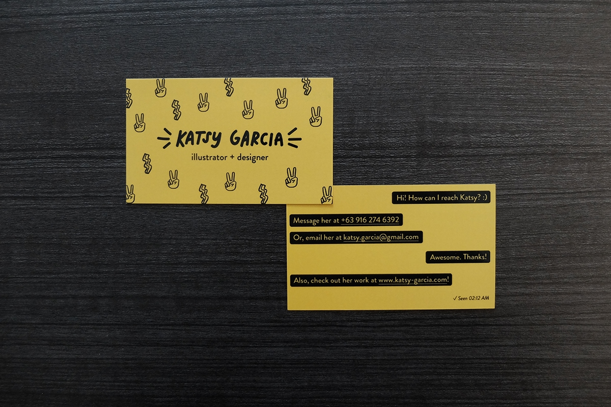 Adobe Portfolio katsy garcia personal designer Illustrator calling card portfolio letter Website