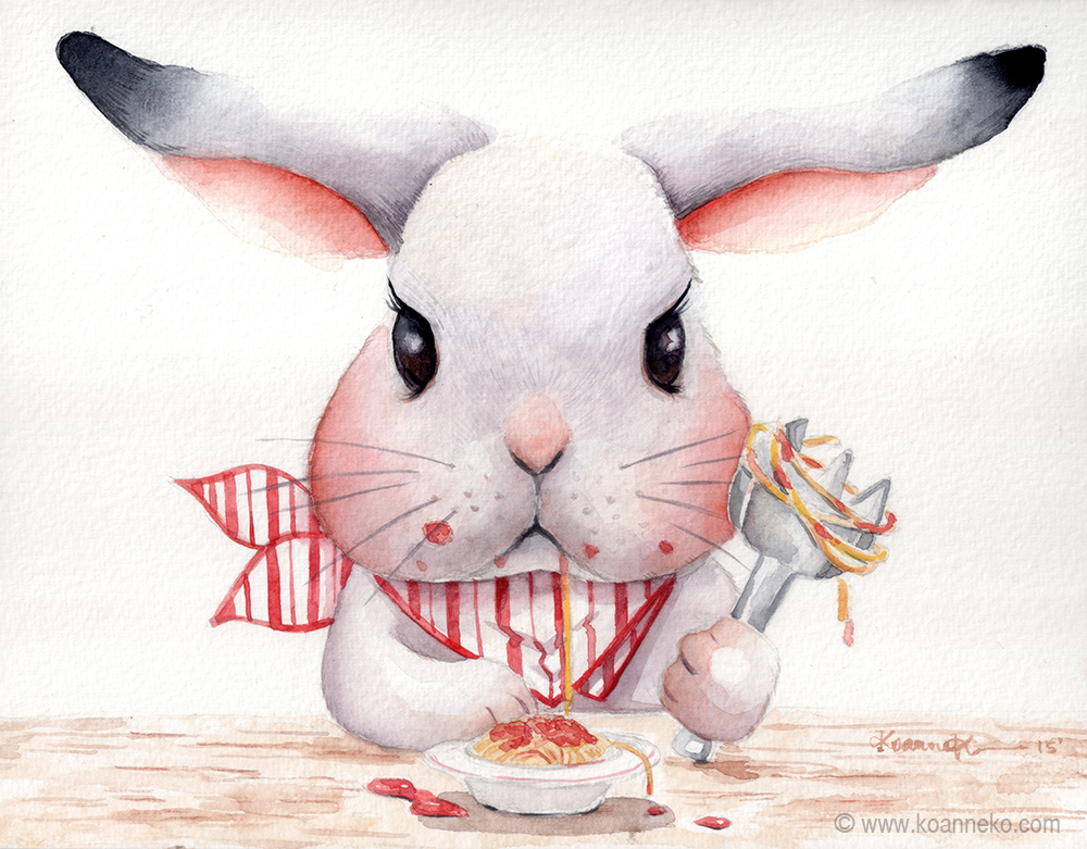watercolor bunny rabbit hare cute Character koanne koanneko Koanne Ko