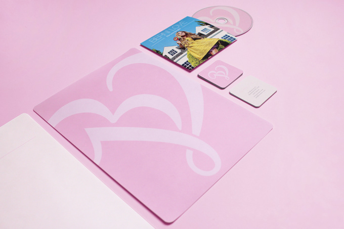 pink logo identitiy lettering Custom brand Collateral Singer