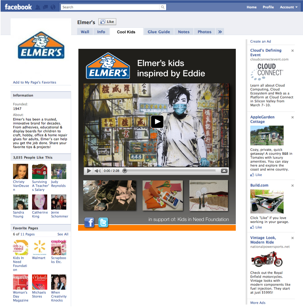 Elmer's facebook video tab inspired