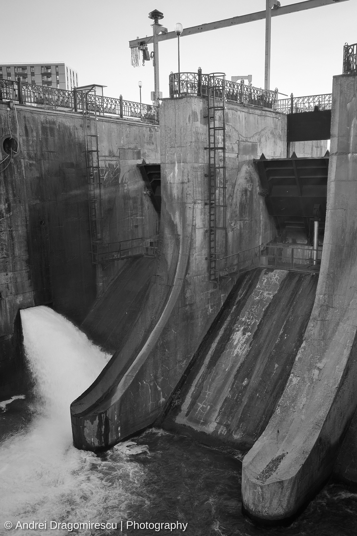 concrete construction dam flap gates Flood Gates flowing water
