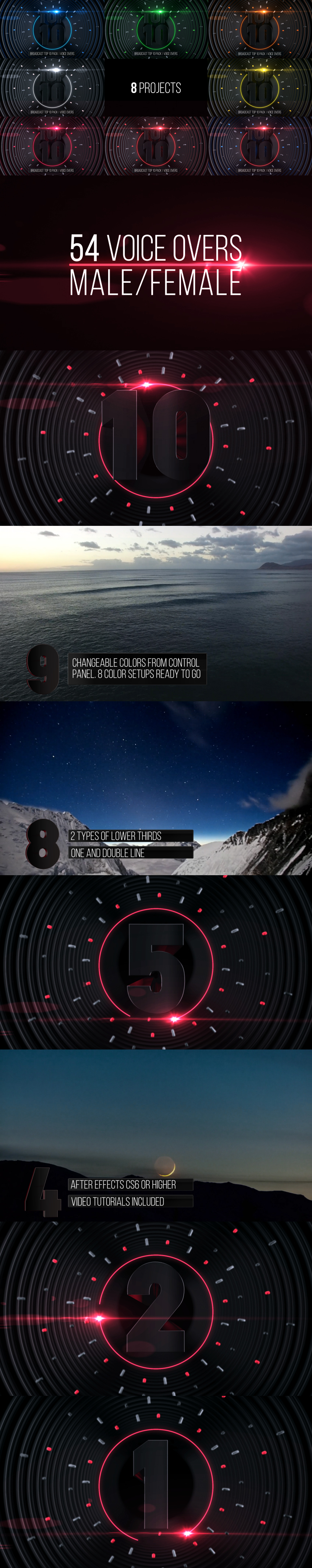 Awards broadcast bumper Charts countdown Event intro Lower Third after effects templates