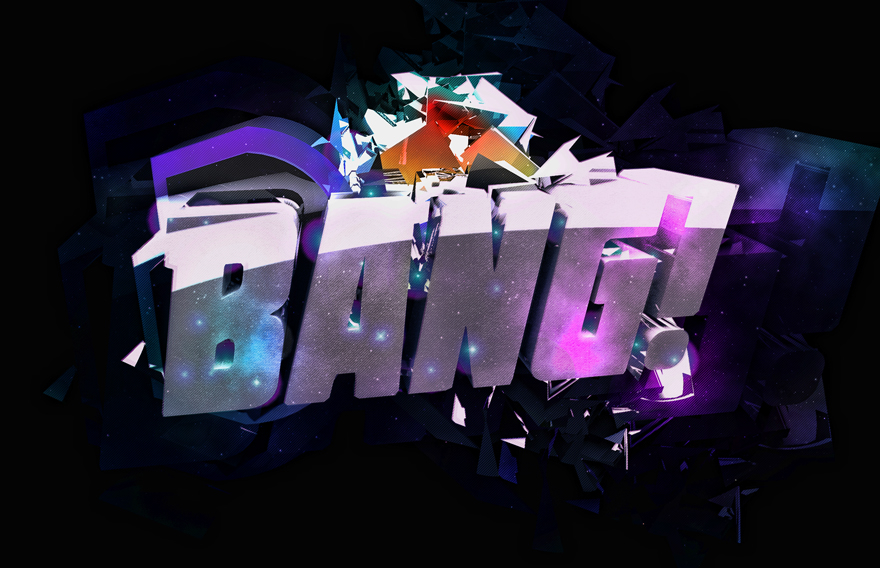 BANG bang! 3D light night typo photoshop cinema4d