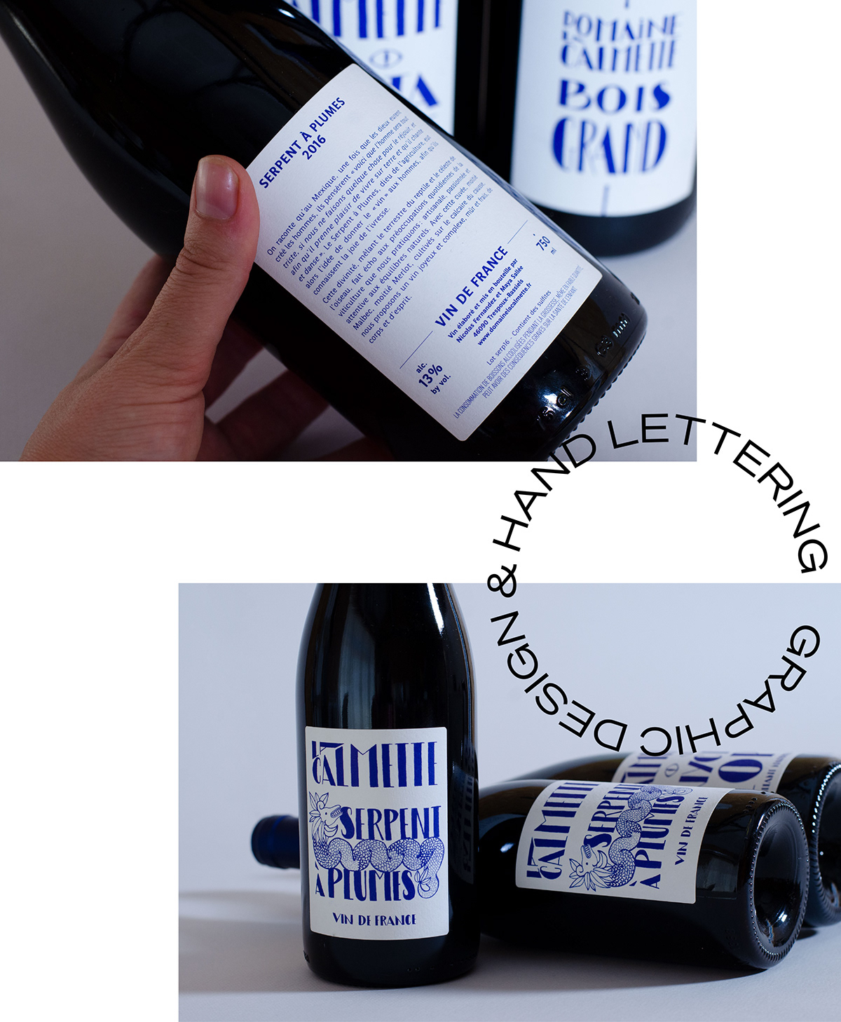 blue bottle french wine graphic design  HAND LETTERING ILLUSTRATION  Label lettering pantone Wines