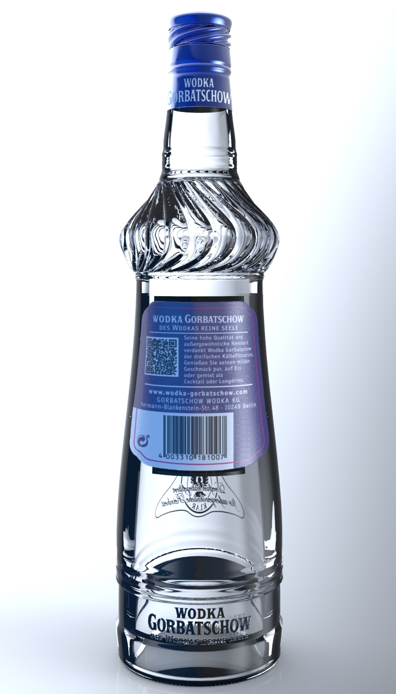 3ds max high-poly 3D modelling wodka gorbatschow Vodka bottle product design advertisement