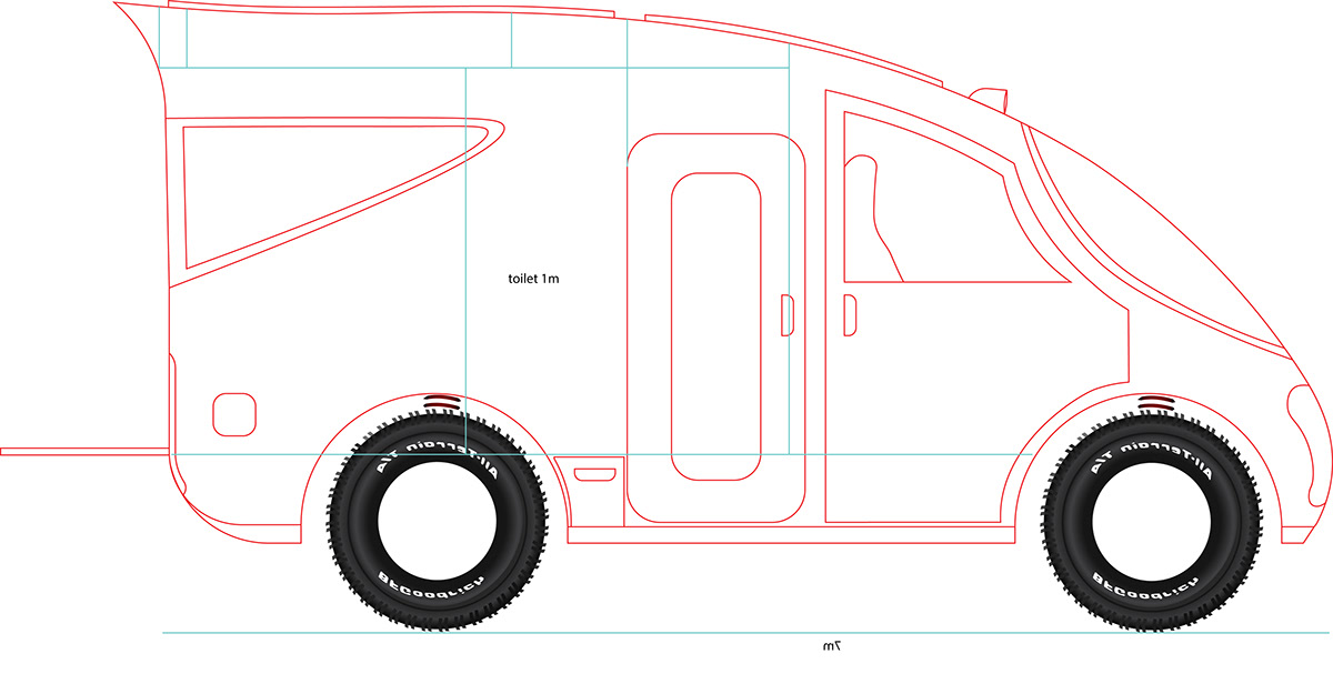 3D Campervan car electric exterior industrial interior design  Render Sustainable Design vray