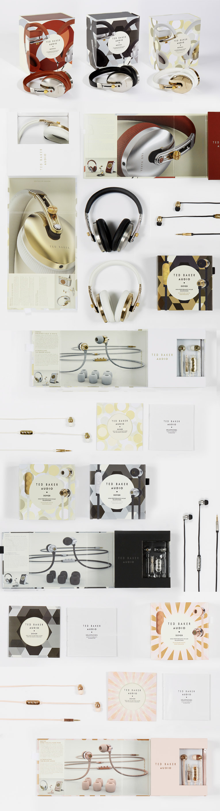 metallic headphone Fashion  pattern Packaging gold Style print