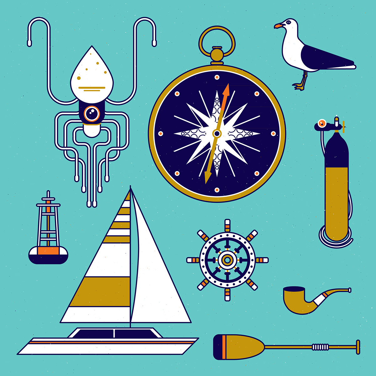 vector Seaside Simonstown cape town nautical Sailor traveller line illustration
