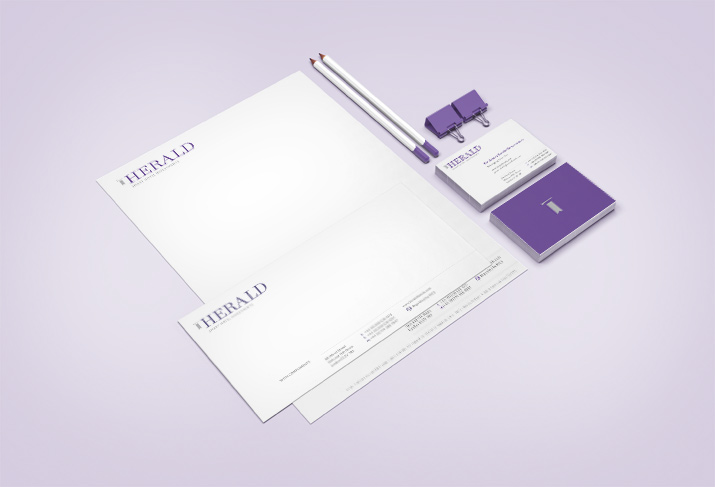purple Herald red cow hotel Website site stationary logo campaign Real estate grey design Computer