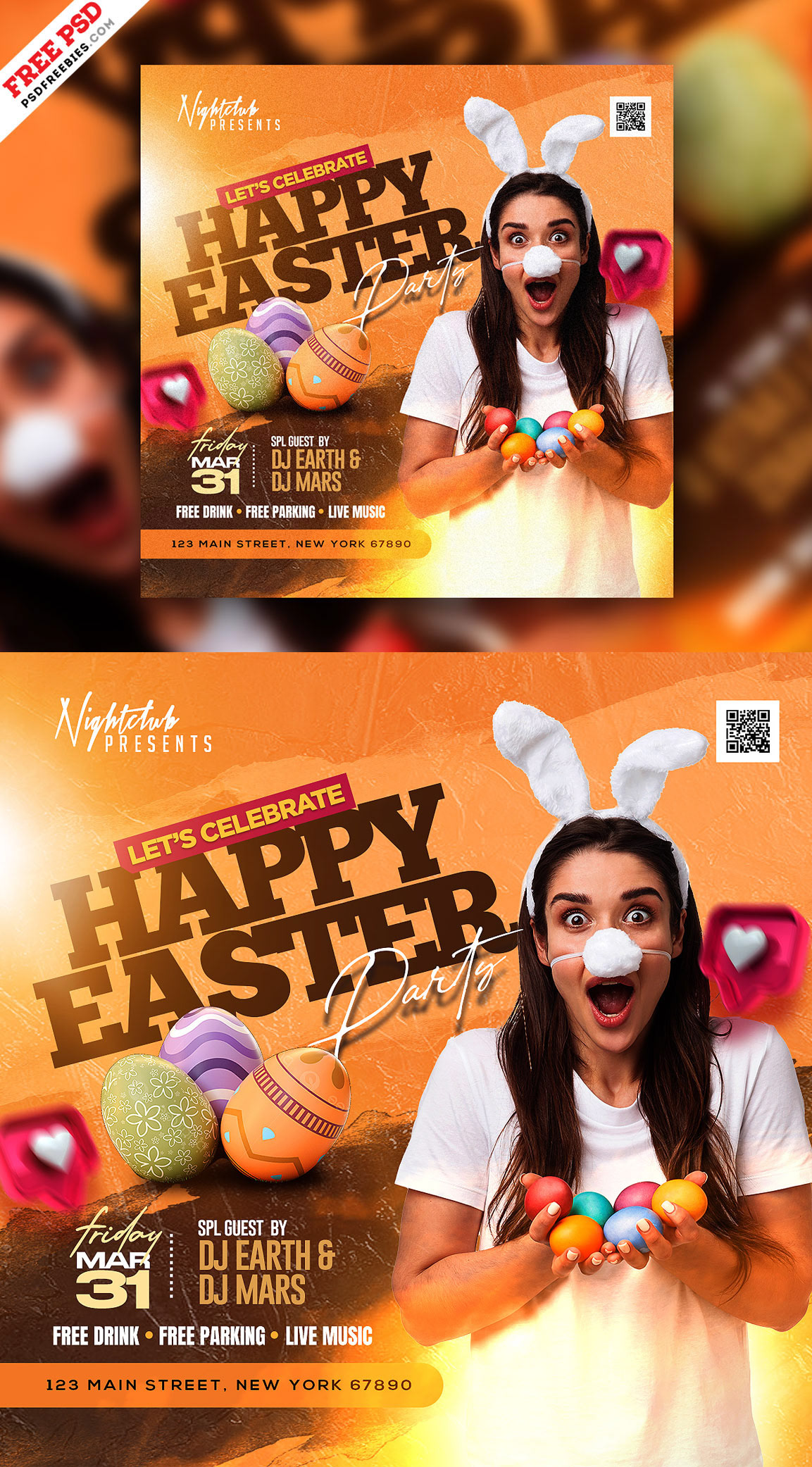 free psd psd photoshop graphic design  print free design Easter Egg easter party egg hunt easter flyer
