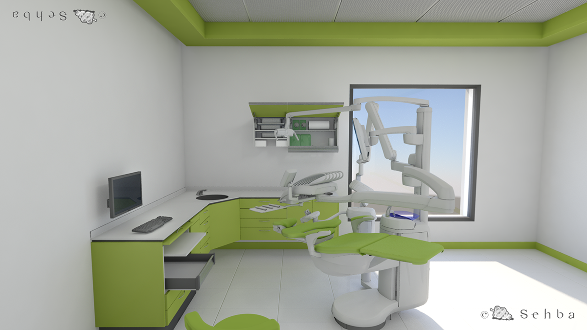 dental clinic planmeca setup 3D Rendering