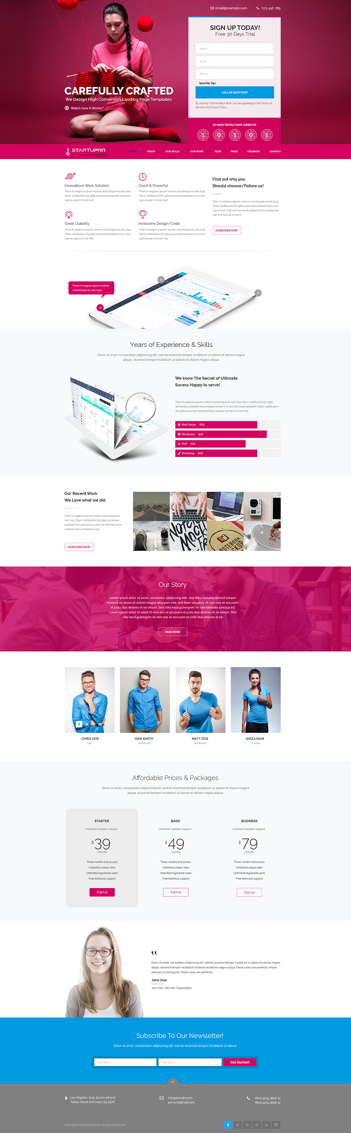 landing page template dribbble giveaway freebie pink