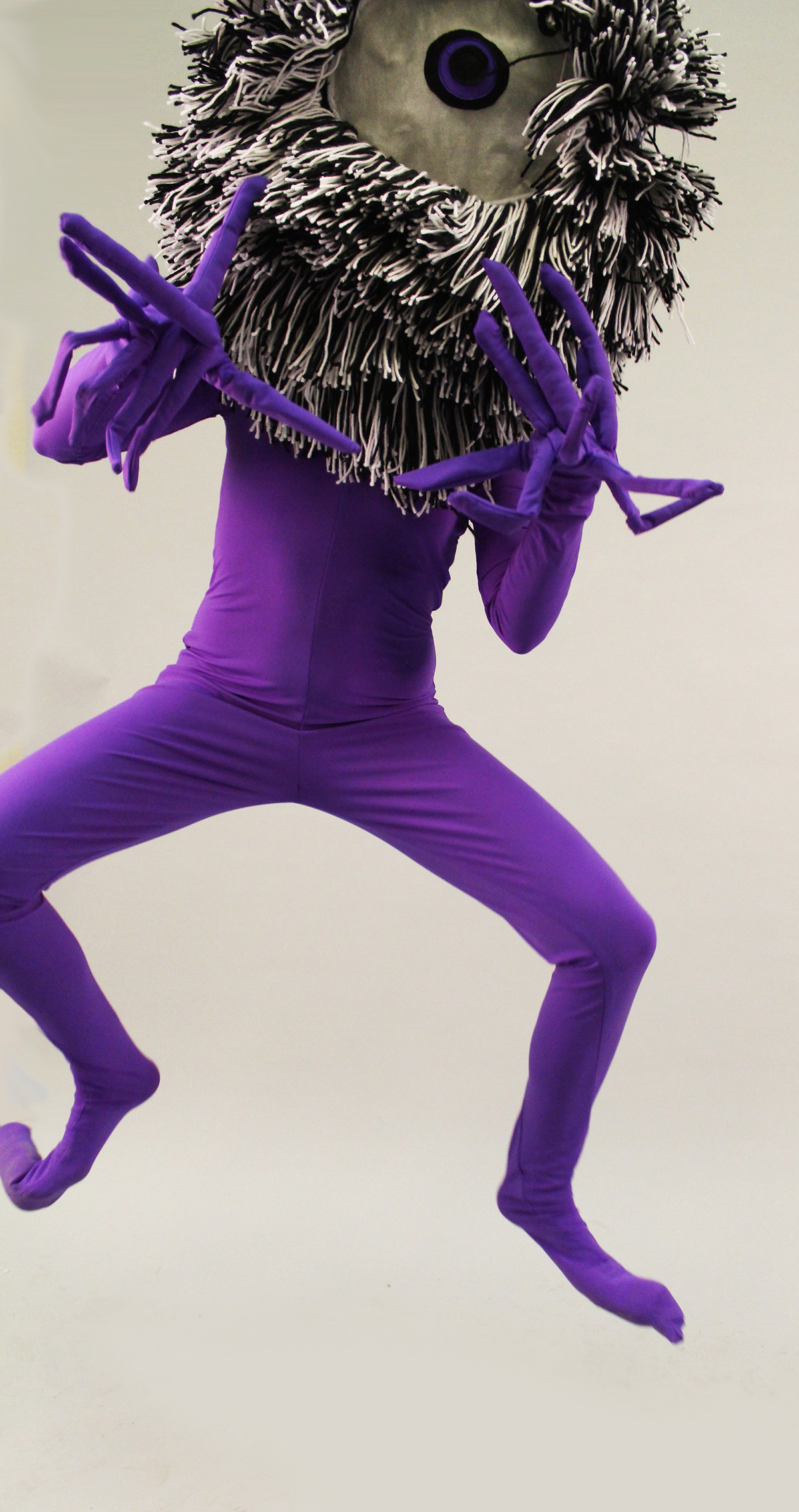 fiber costume monster creepy Scary spandex yarn multi-media mixed media fiber art performance costume Performance
