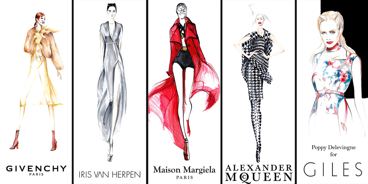 Maison Margiela givenchy iris van herpen delevingne alexander mcqueen promo fashion illustration Fashion illustrator fashion design Fashion Designer Promotional card Beautiful beauty