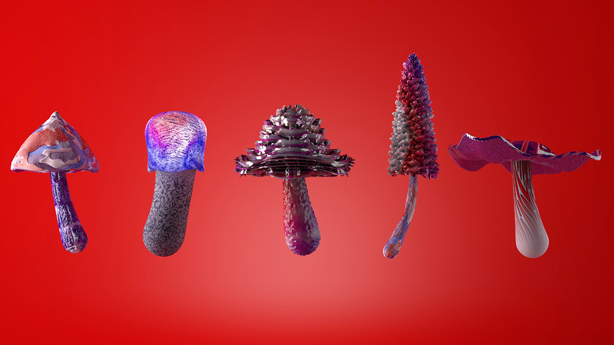music techno party visuals VJ animation  trippy Magic   Mushrooms colorful