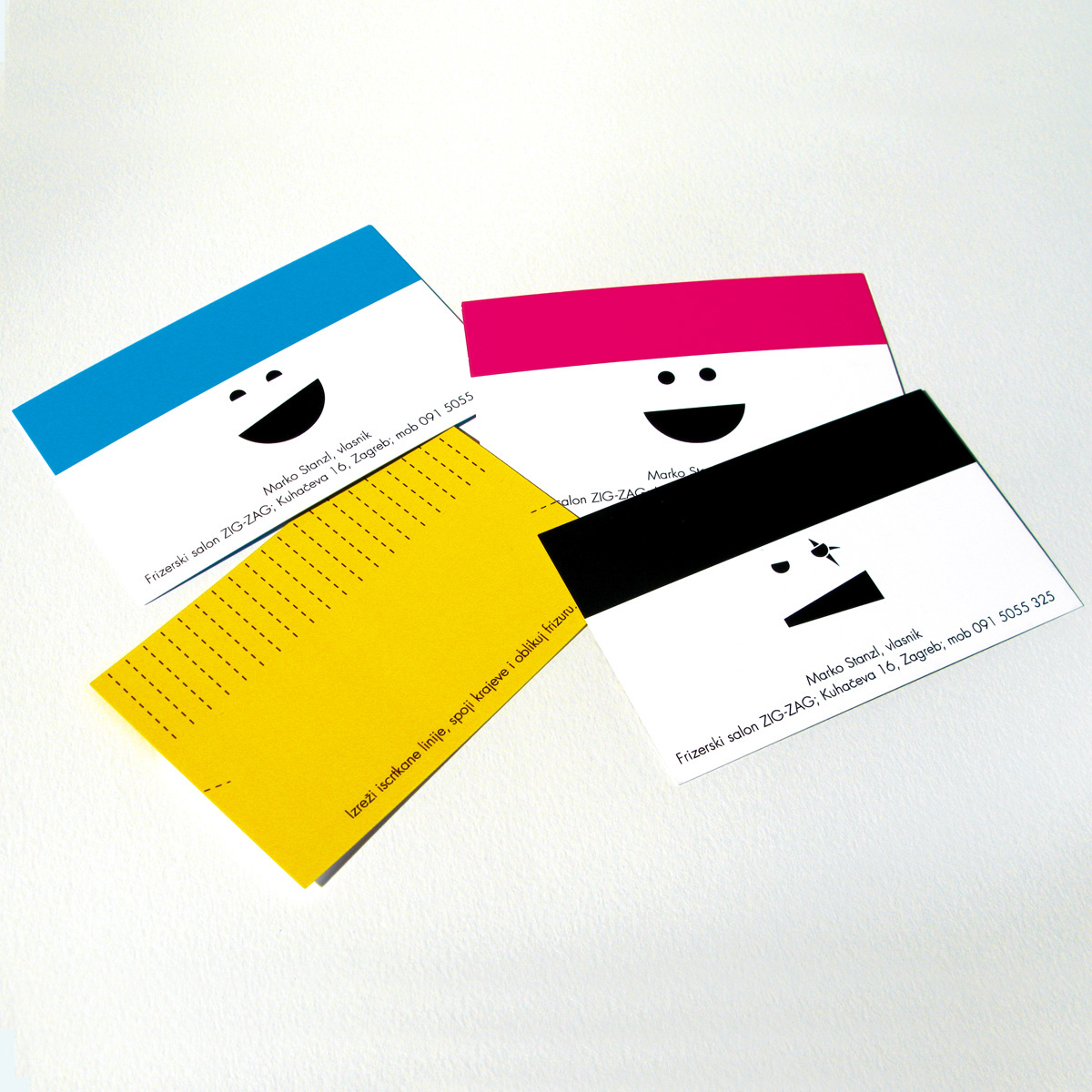 business card Character Fun creative direct marketing color hair hairdresser salon scissors play cut