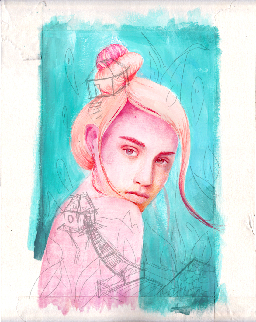 Chicle gum colorful hair chica girl dibujo digital Treehouse casa de arbol