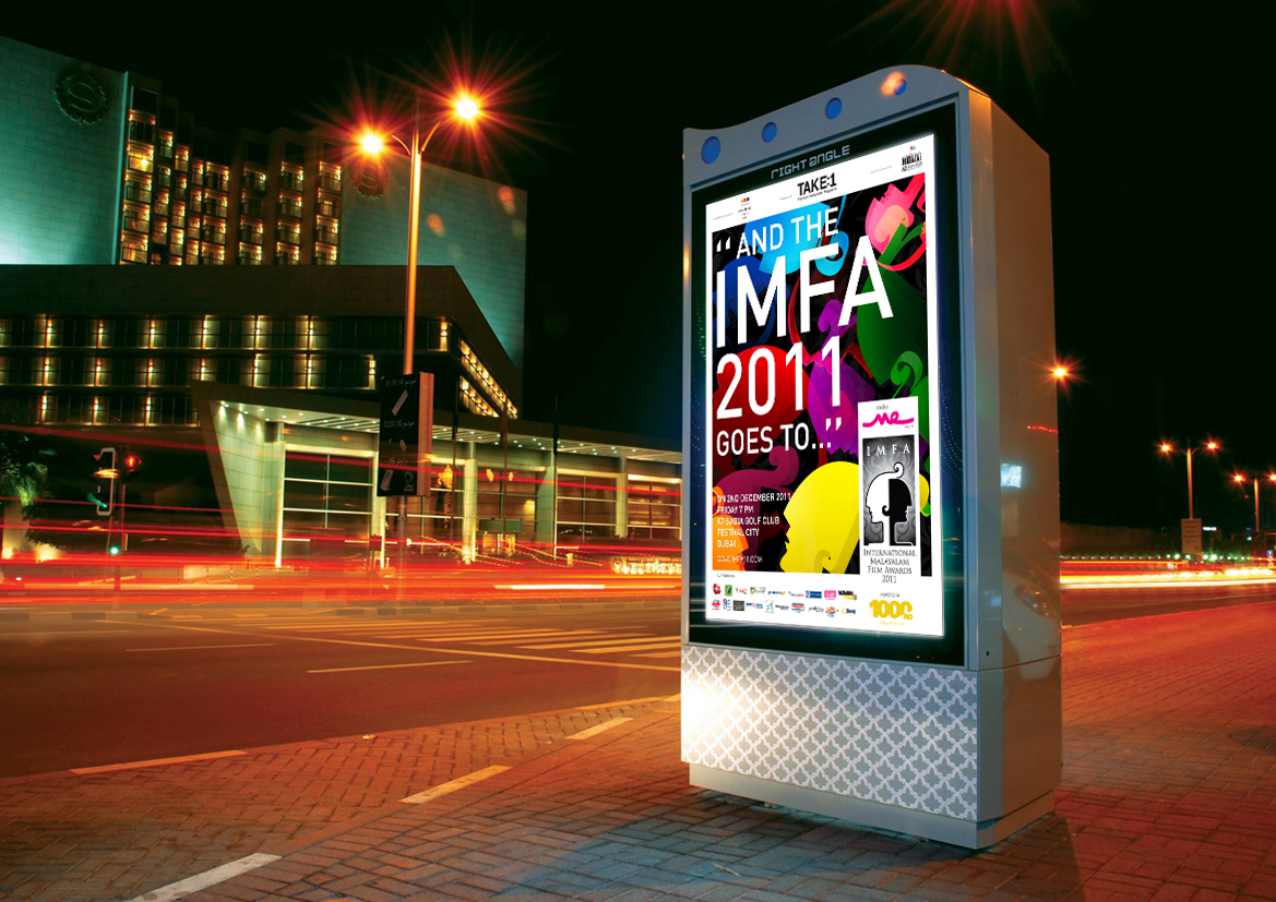 imfa award movie trophy mupi BusStop poster ad advertisment Appreciation appreciate envelope Invitation cover International malayalam 1000ad acting direction colours faces colourfull redcarpet red carpet red carpet festival film festival