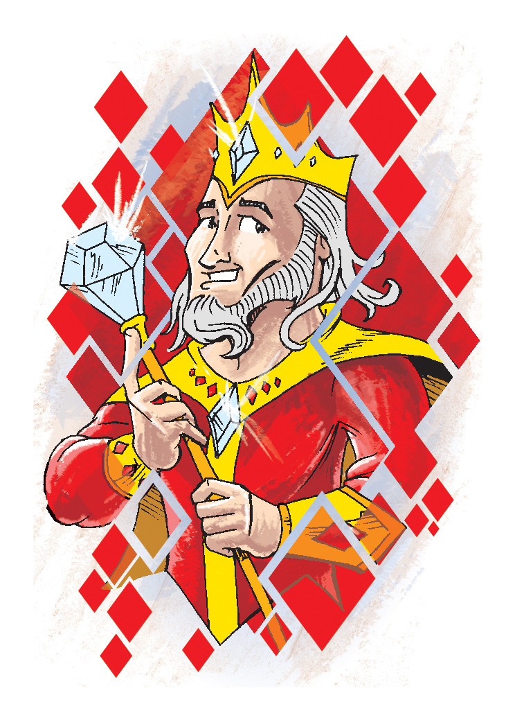 king cartoon diamonds playing card ink Drawing 