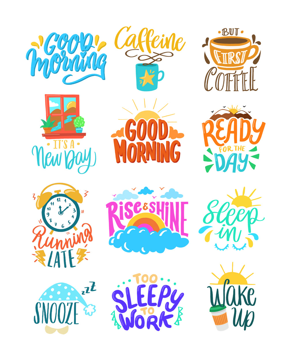 snapchat stickers sticker pack icon set weekdays lettering Handlettering creative lettering Procreate Lettering procreate app