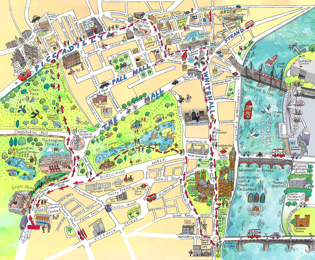 #girlguiding #London #map #city #landmarks #route #people #buildings #roads #vehicles #buckinghampalace #queen #buses #taxis #hotels #londoneye #riverthames