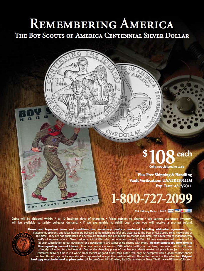 BOY SCOUTS Silver Coin centennial americana wood texture