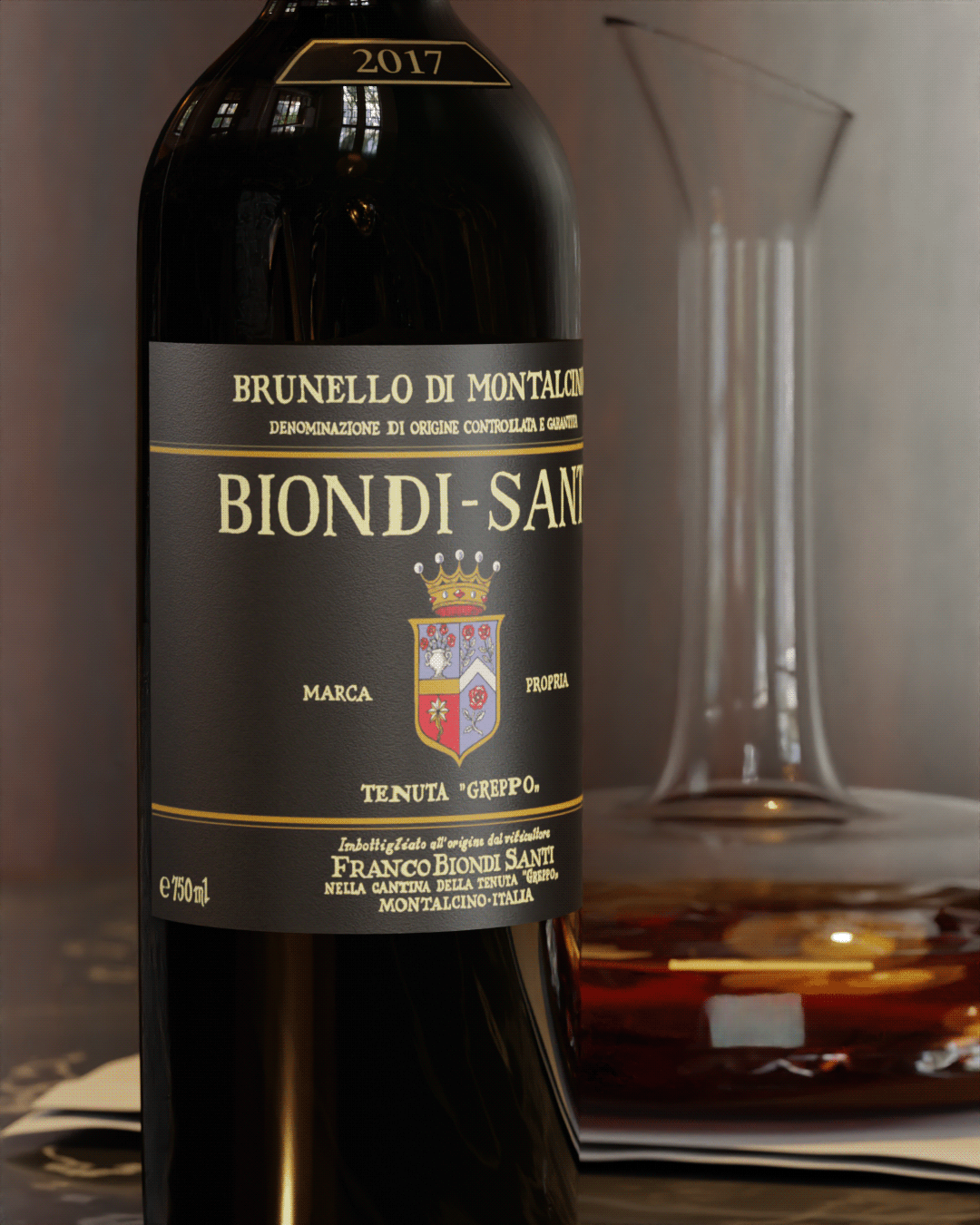 bottle wine branding  winery wine label productrender Productrendering 3D Brunello di Montalcino winelover