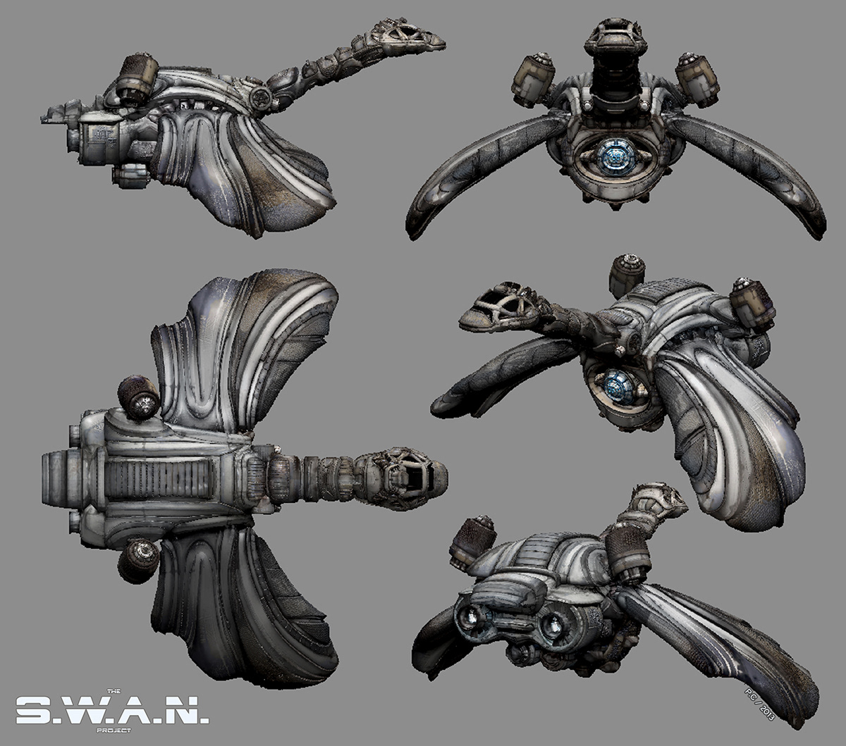 Unity games 3dmax Zbrush4r5 Sci/Fi Ships concept design The S.W.A.N Project