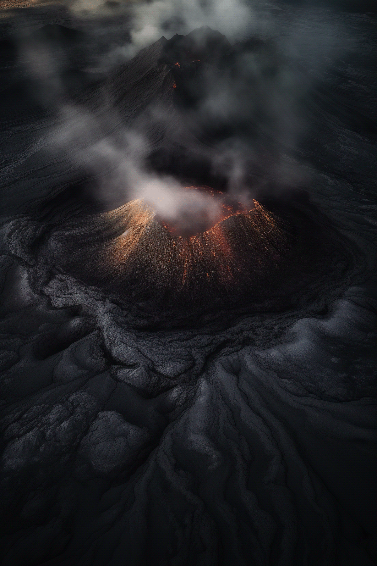 Aerial volcano earth Landscape Nature planet lava fantasy Travel mountains