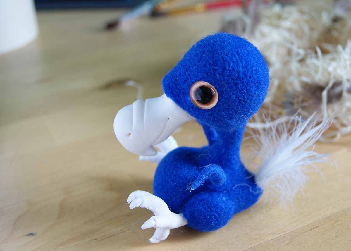 toys design creature Miniature dolls sculpture homedecor bird blue