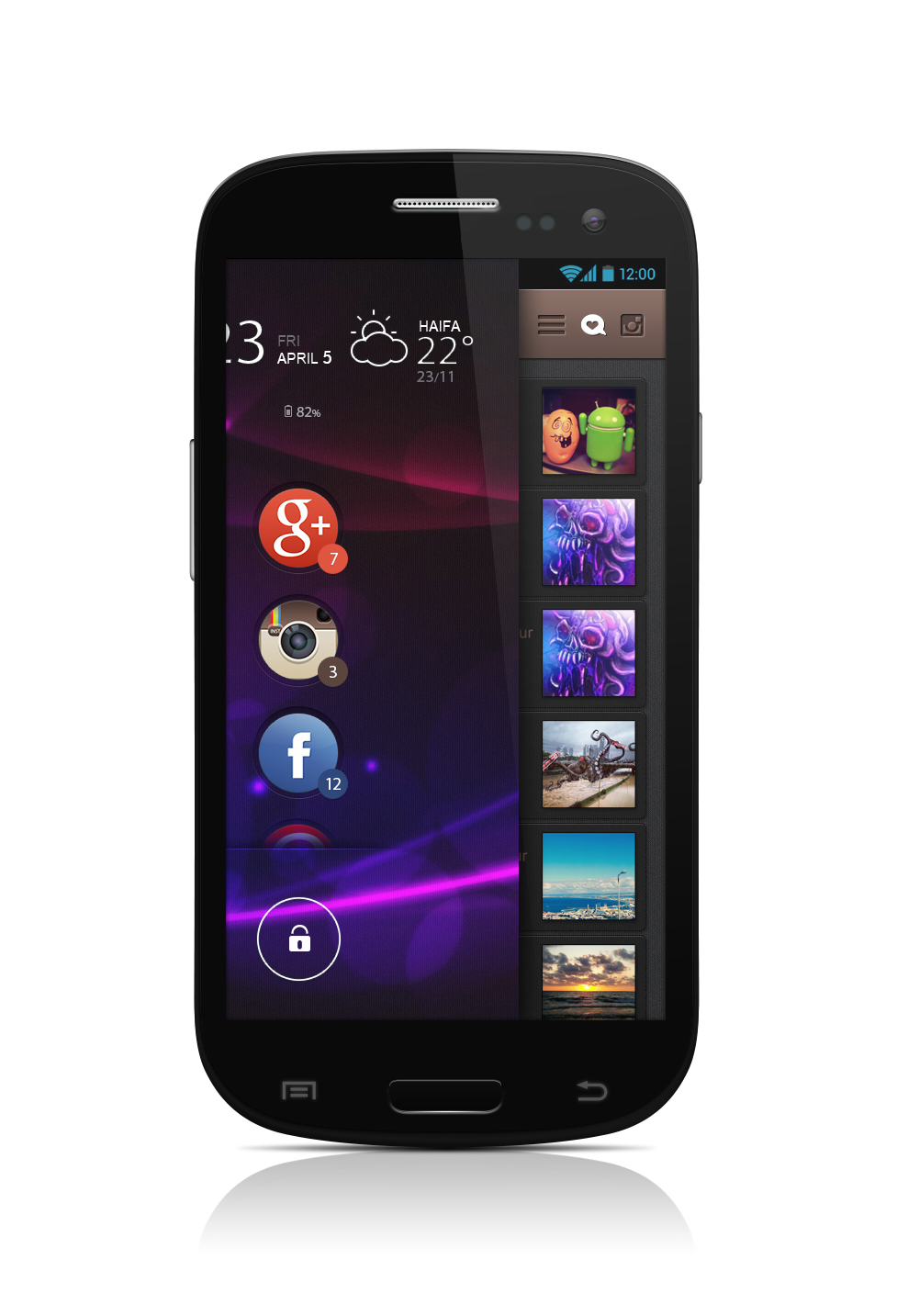 interactive mobile android launcher social concept