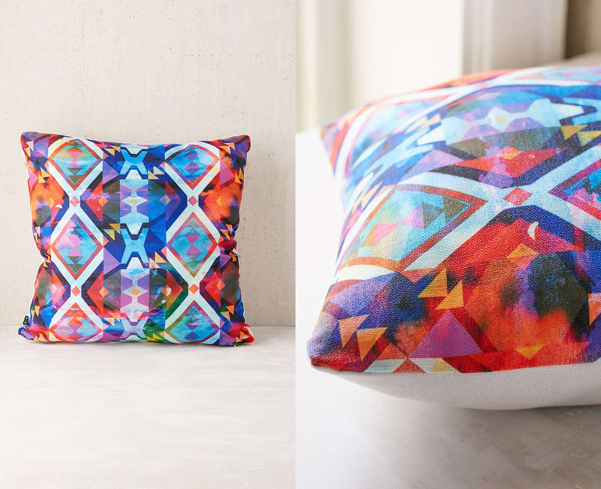 Urban Outfitters pillow home decor geometric pattern textile design bright colors home