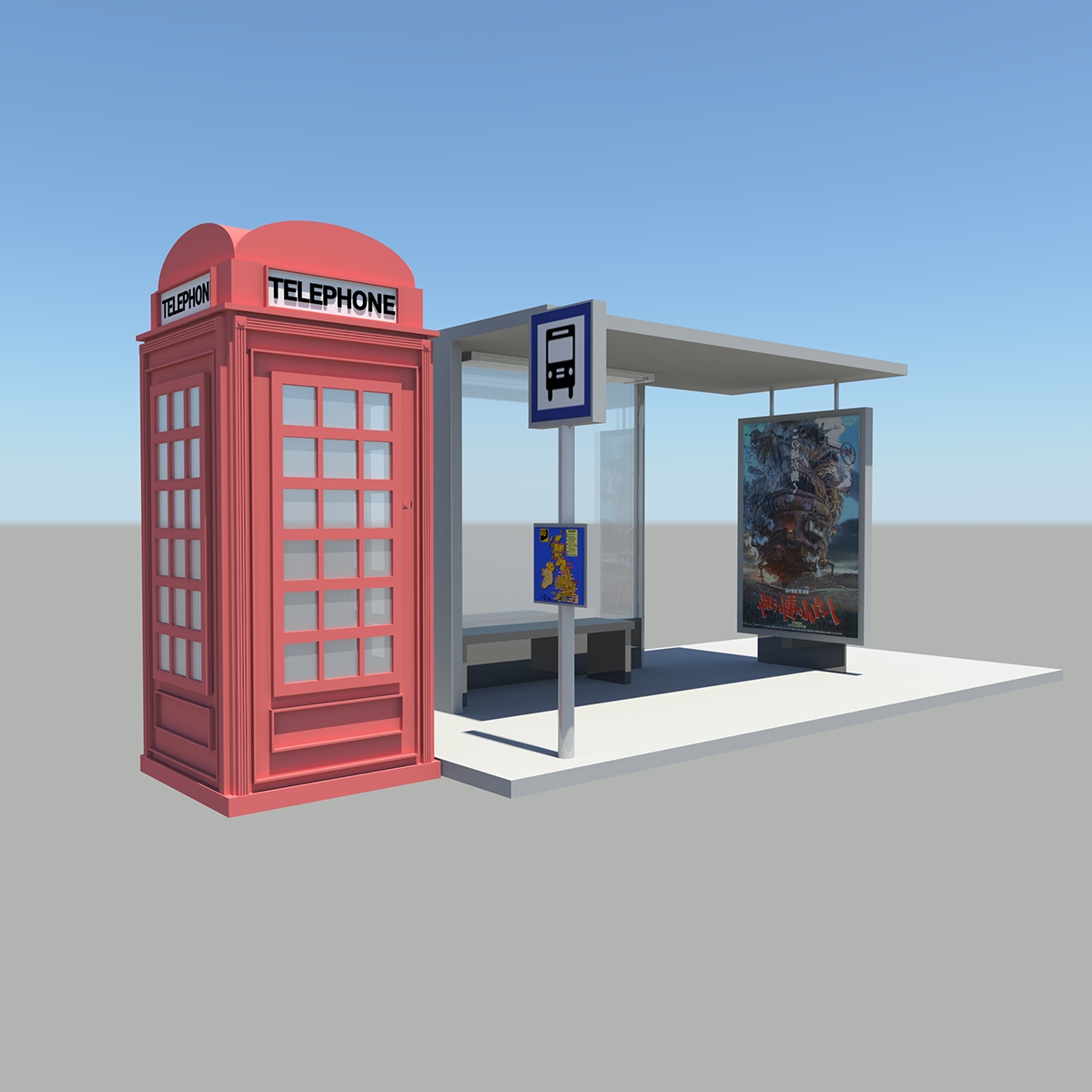 London telephone bus stop