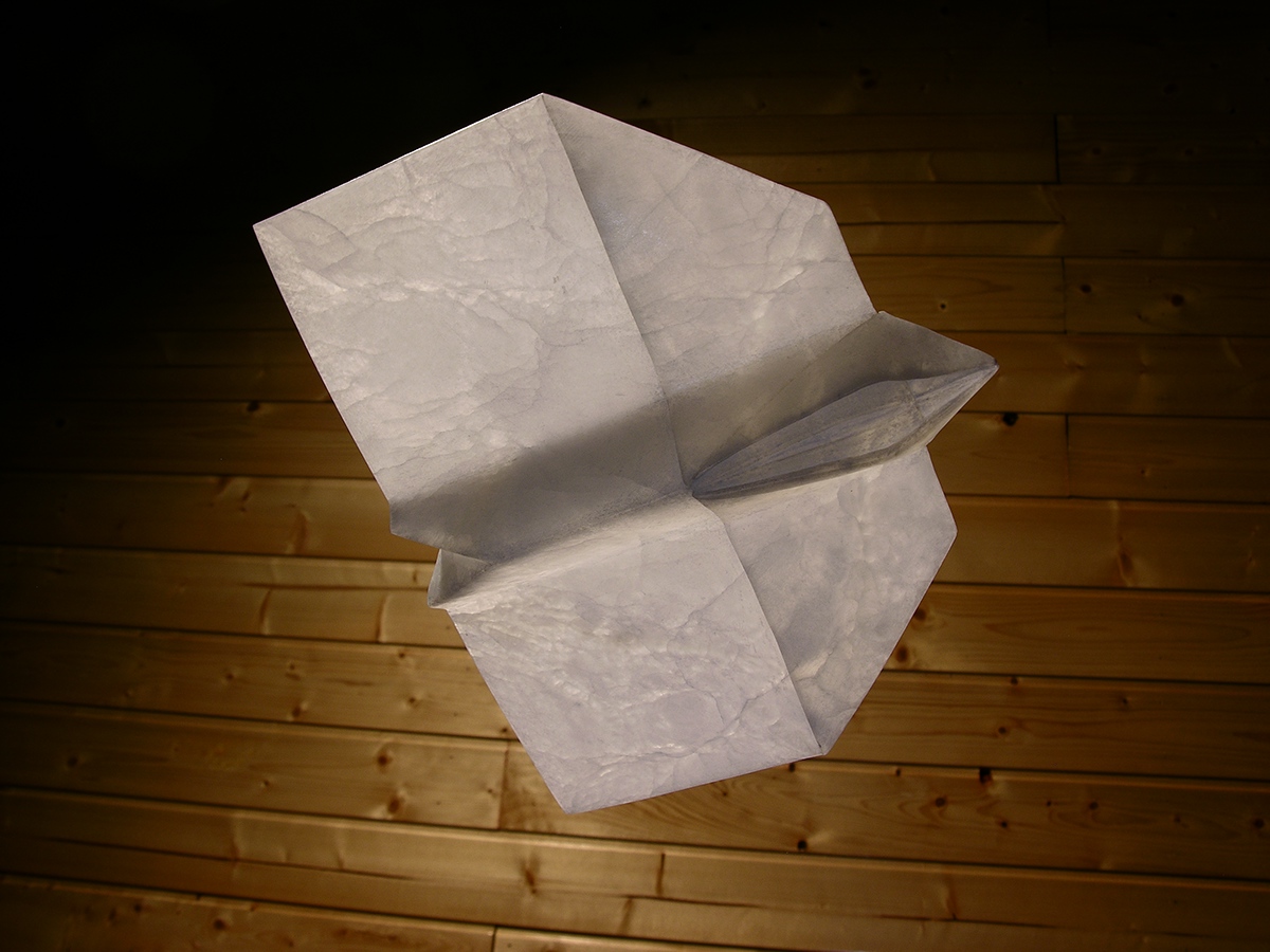 stone paper airplane origami  art Alabaster pedro ganogal madrid spain sculpture sculptor