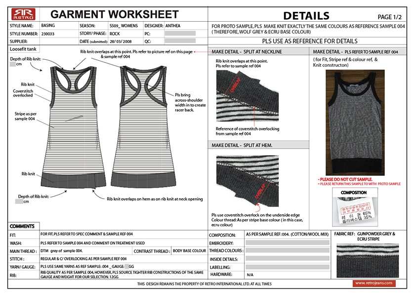 fashion design CAD Illustration specification sheets Fashion Specs