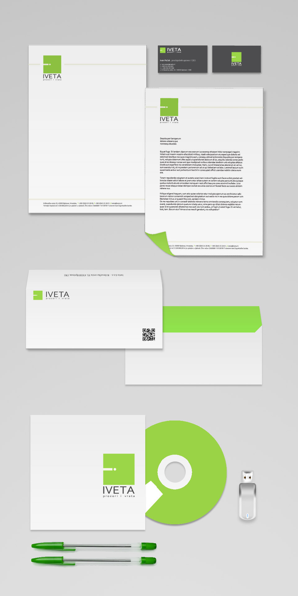 Iveta prozori vrata Doors windows Web video brand identity letterhead business card