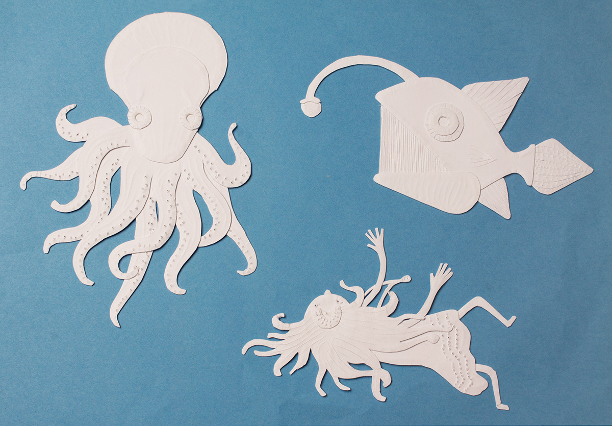 papercut  cutting  sea monster sea blue paper
