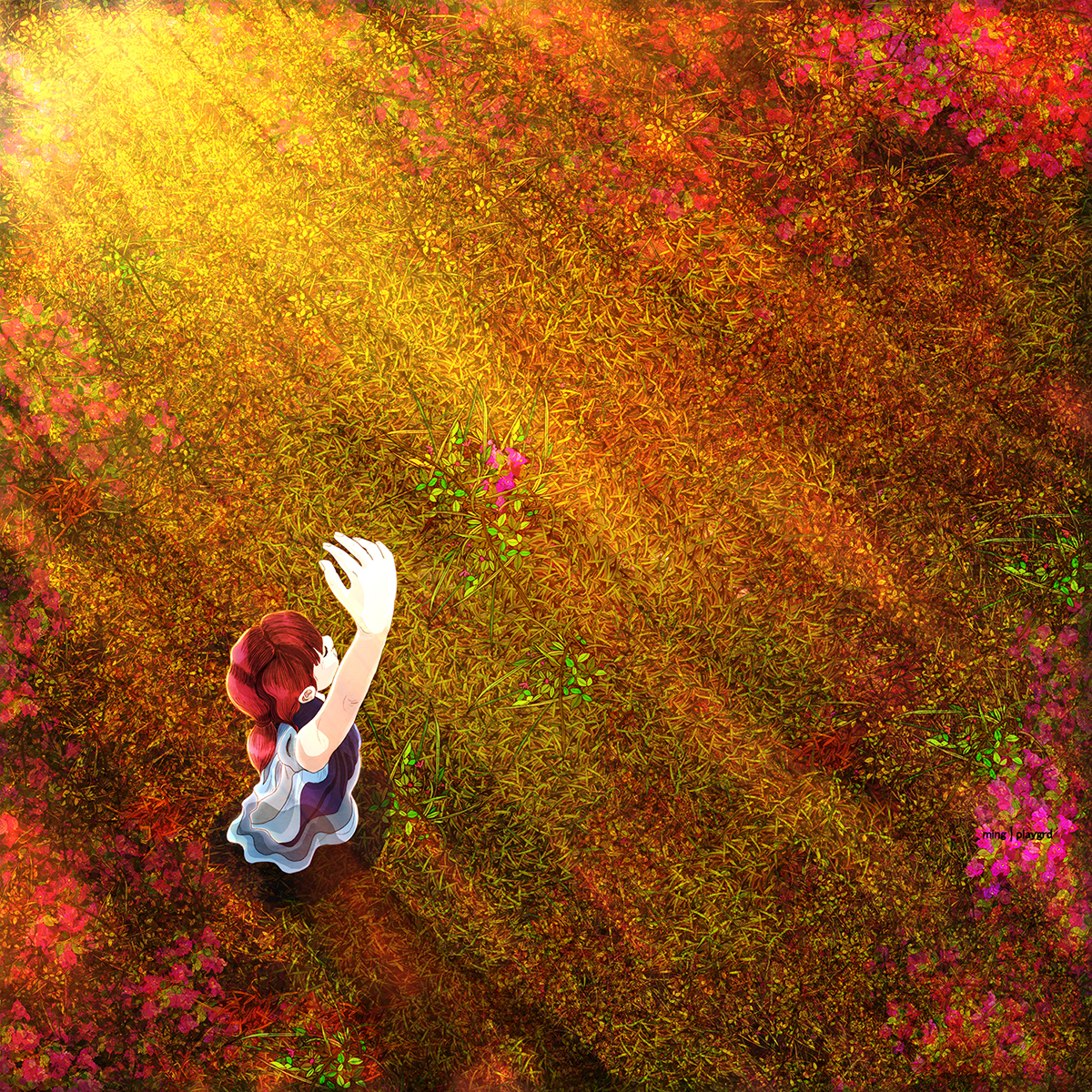 DAUGHTER Sun dancing Flowers grass