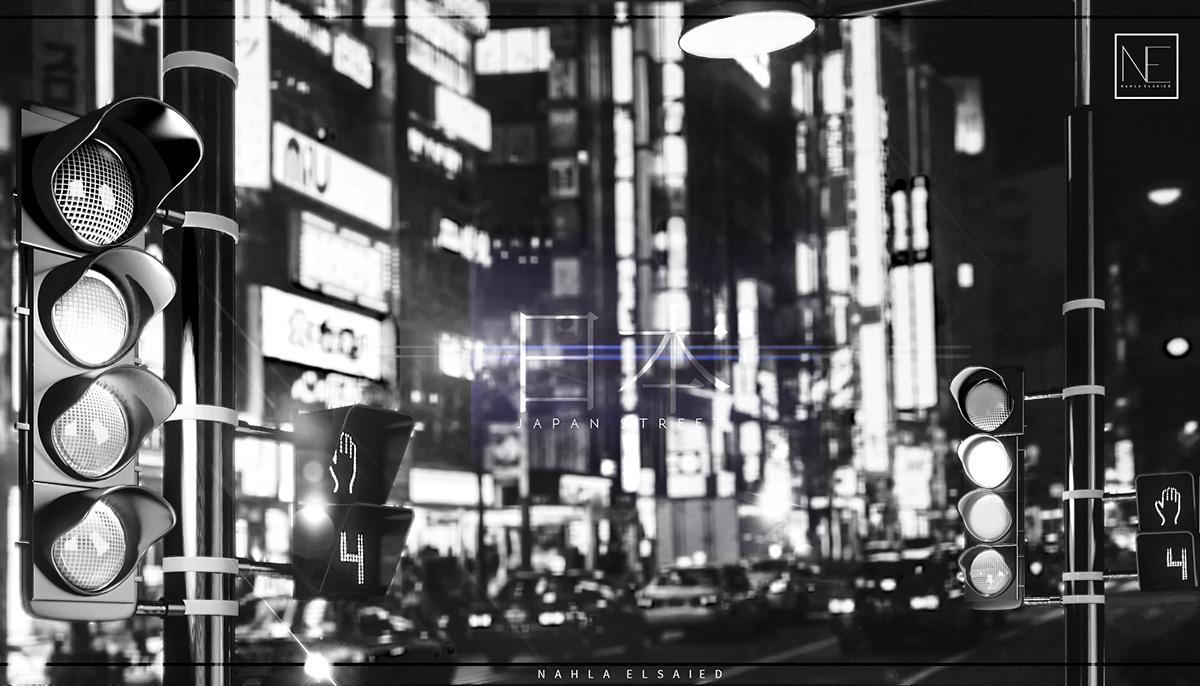日本 japan 3dmax vray photoshop lights traffic Street edit