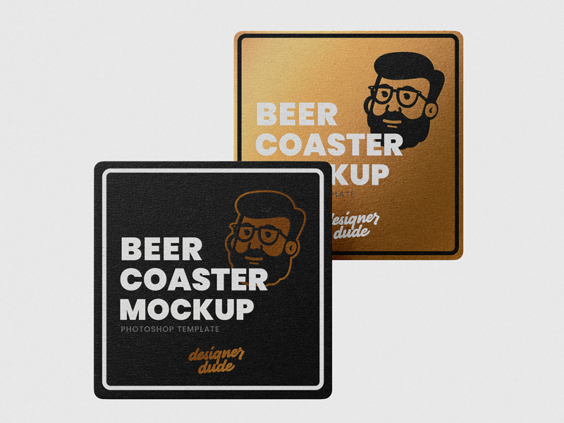 Square Beer Coaster Mock-Up Template