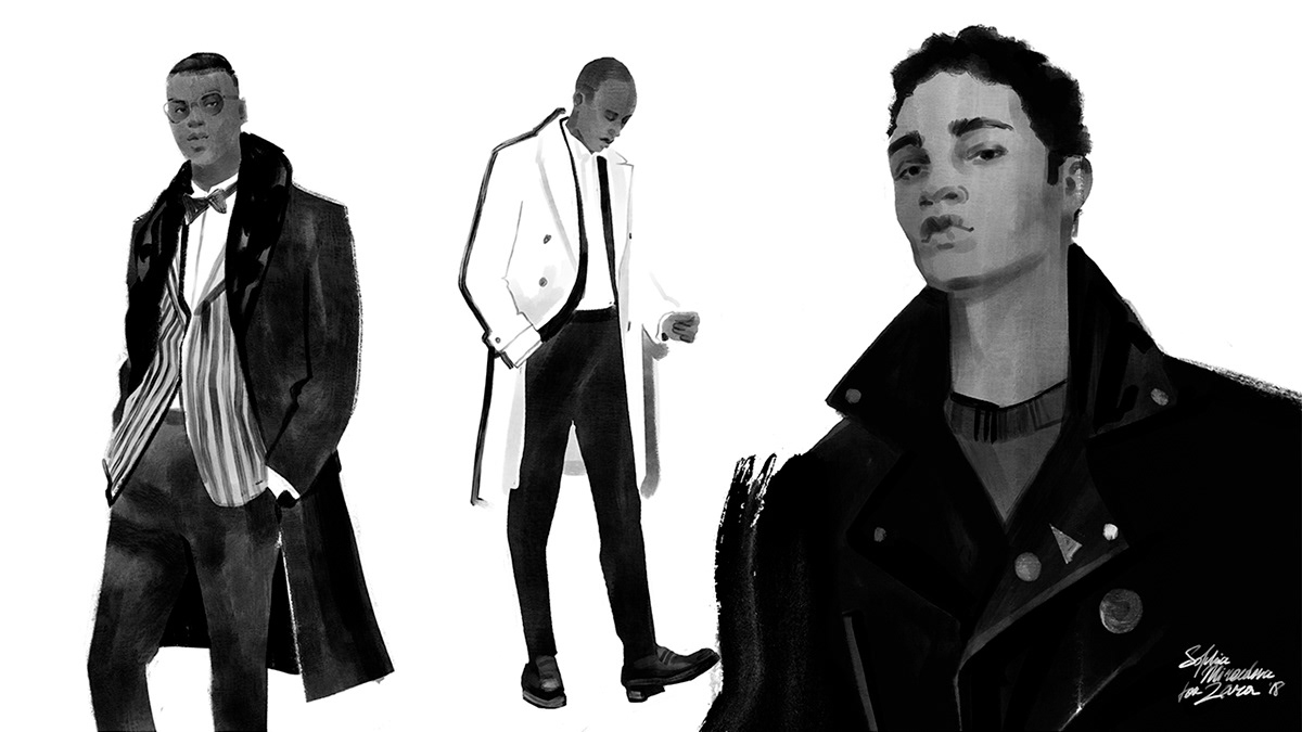 black and white Fashion  fashion-illustration fashion-sketch gucci monochrome prada valentino zara