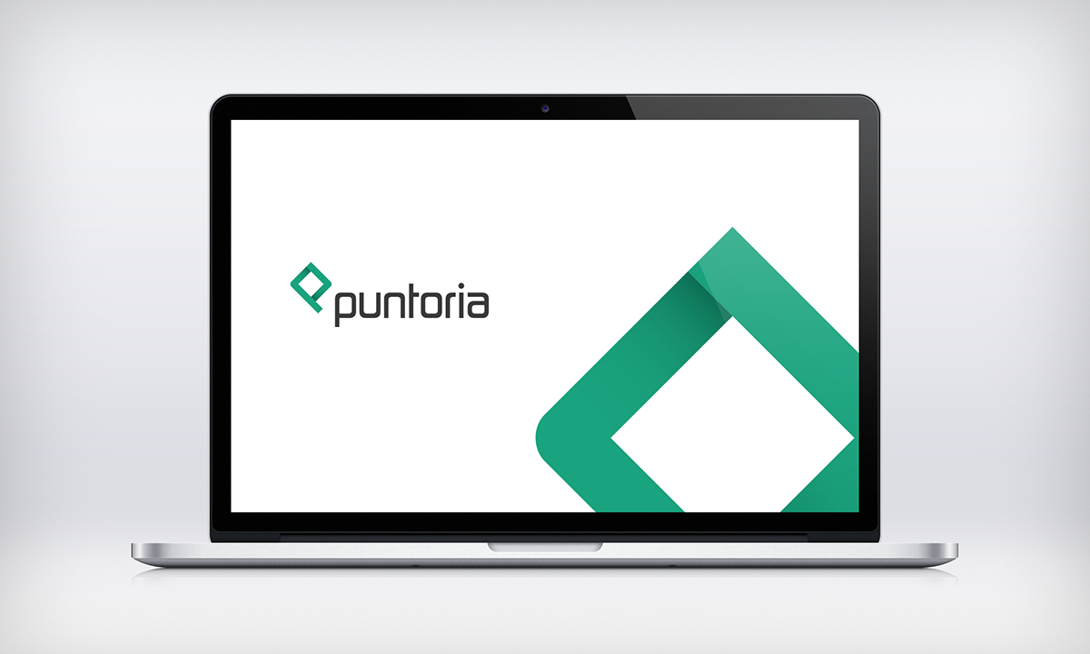 brand identity Puntoria Workshop stationary logo ribbon gradient software Games cards Developing