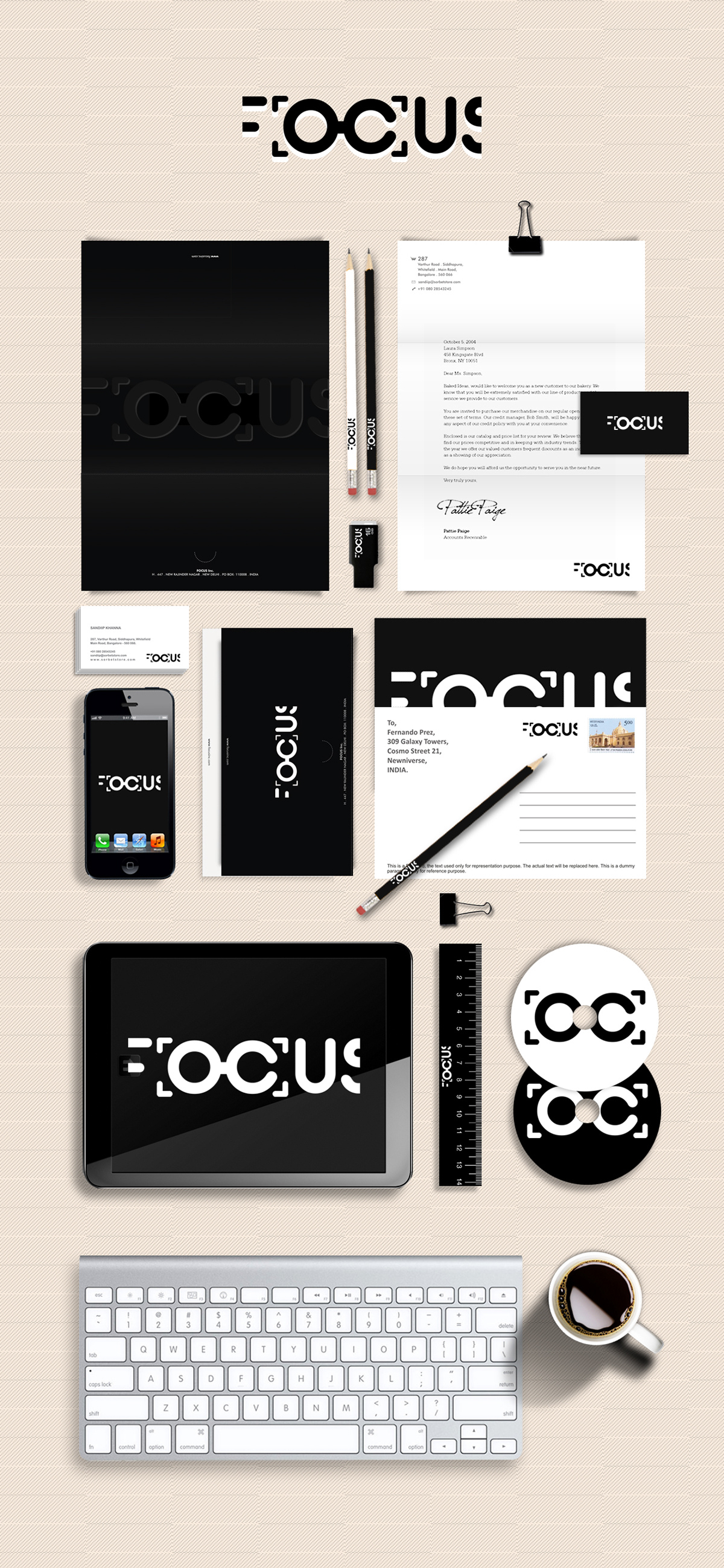Focus vision abstract minimal contemporary modern black & white black logo branding corporate identity