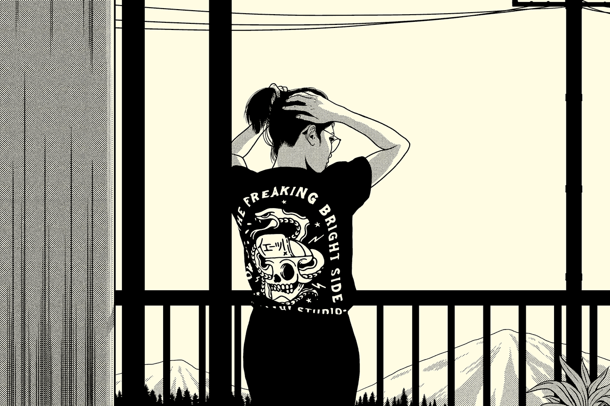 anime manga pennant skull kitsune neon sign devil apparel t-shirt gif