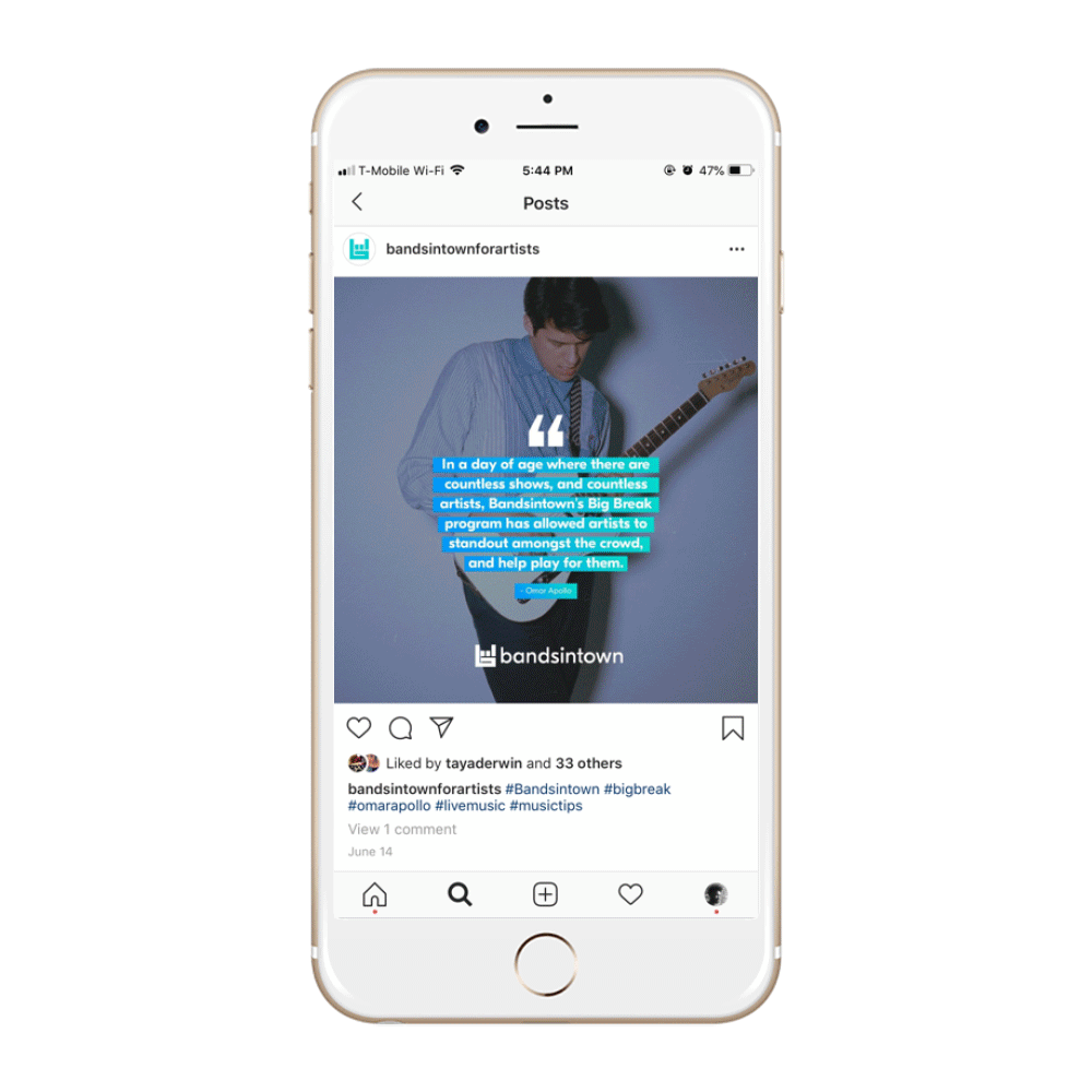 graphic design  typography   musicians music bands Quotes app social media instagram BandsInTown