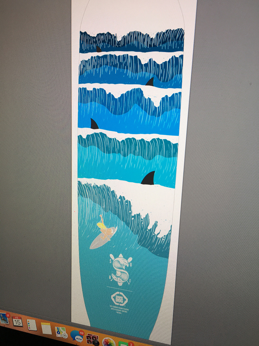 shark dog sharkdog surfing Surf ILLUSTRATION  graphicdesign Fashion  doldoldesign LONGBOARD