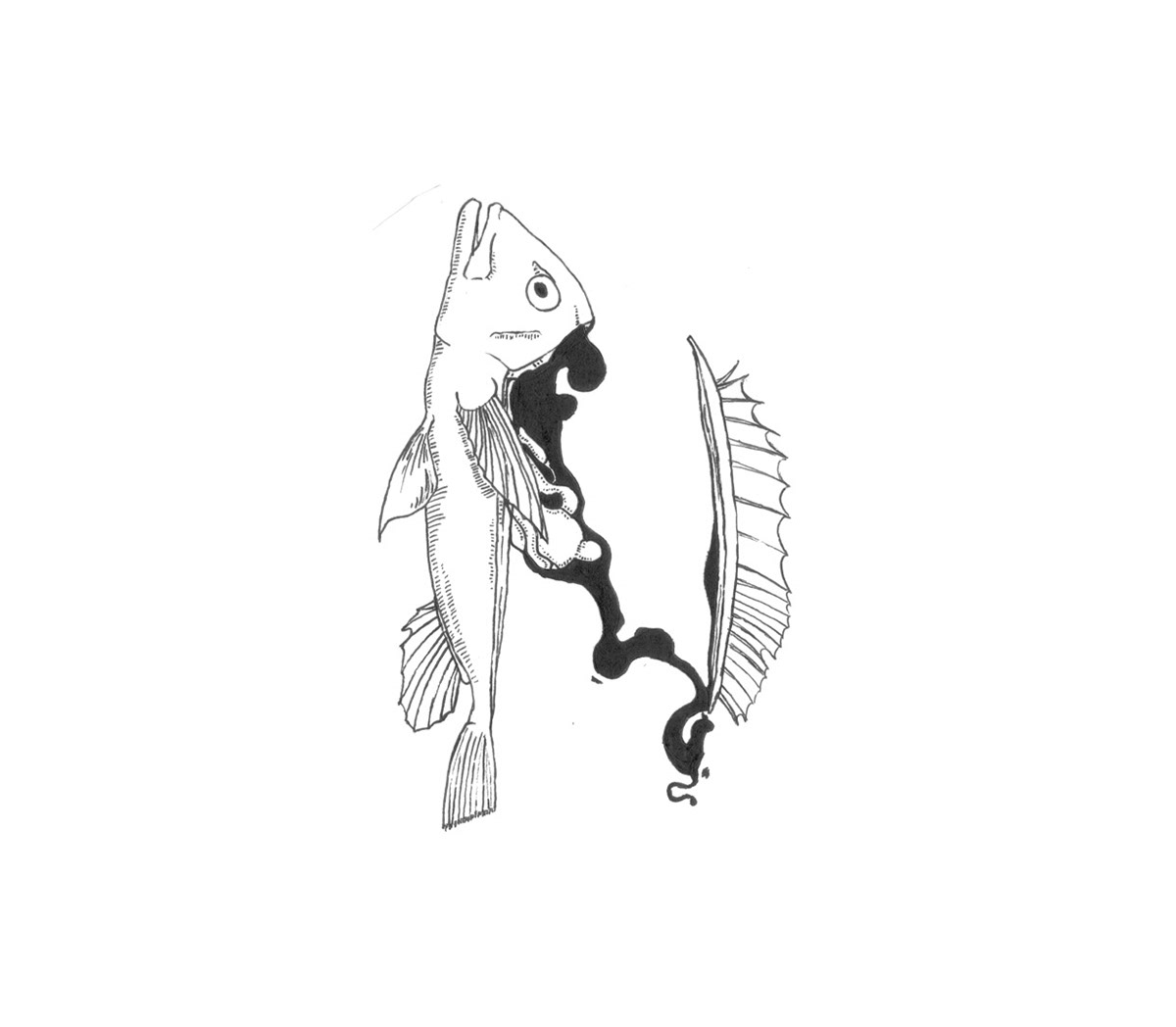 alphabet fish dead pen black and white