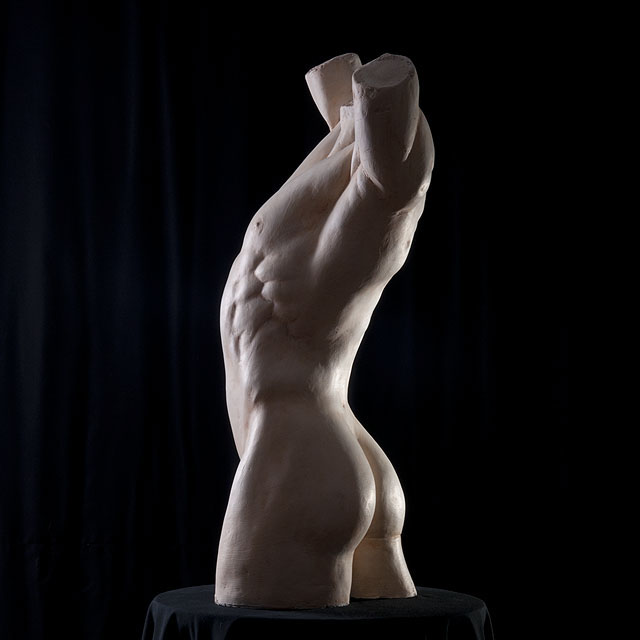 aurelio monge sculpture male nude Form figure man stone studio art fine