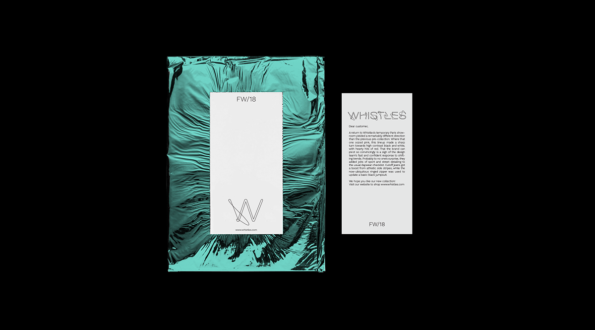 Fashion  branding  workmark minimal contemporary Whistles british Packaging Mockup